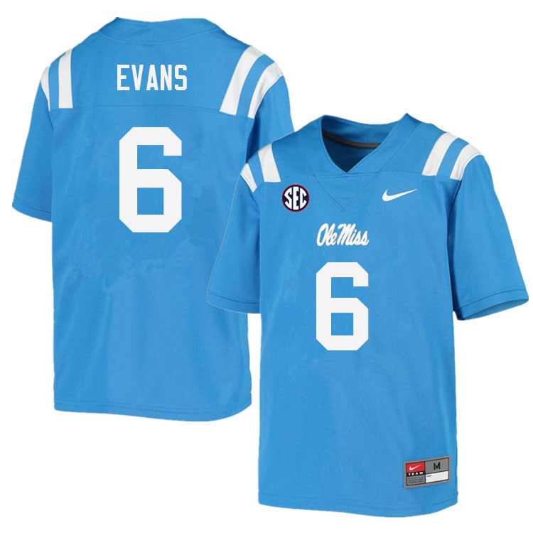 Zach Evans Ole Miss Rebels NCAA Men's Powder Blue #6 Stitched Limited College Football Jersey NBT4758KT